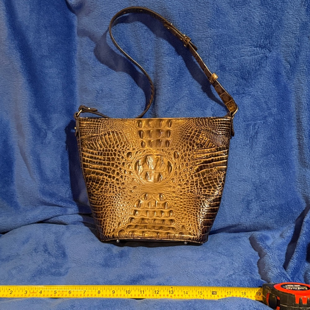 Brahmin Cognac Croc-Embossed Shoulder Bag